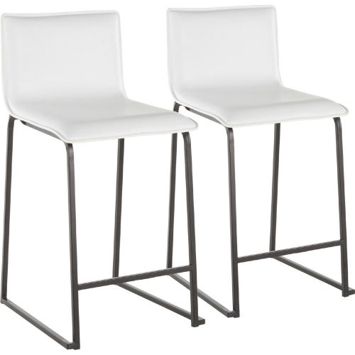 Mara 26" Counter Stool in White Leatherette & Black Metal (Set of 2)